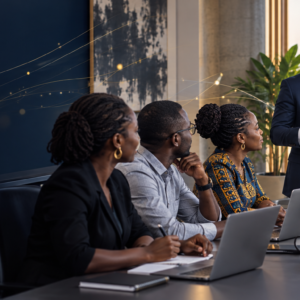 Formateur congolais animant une formation professionnelle à l’intelligence artificielle à Kinshasa
