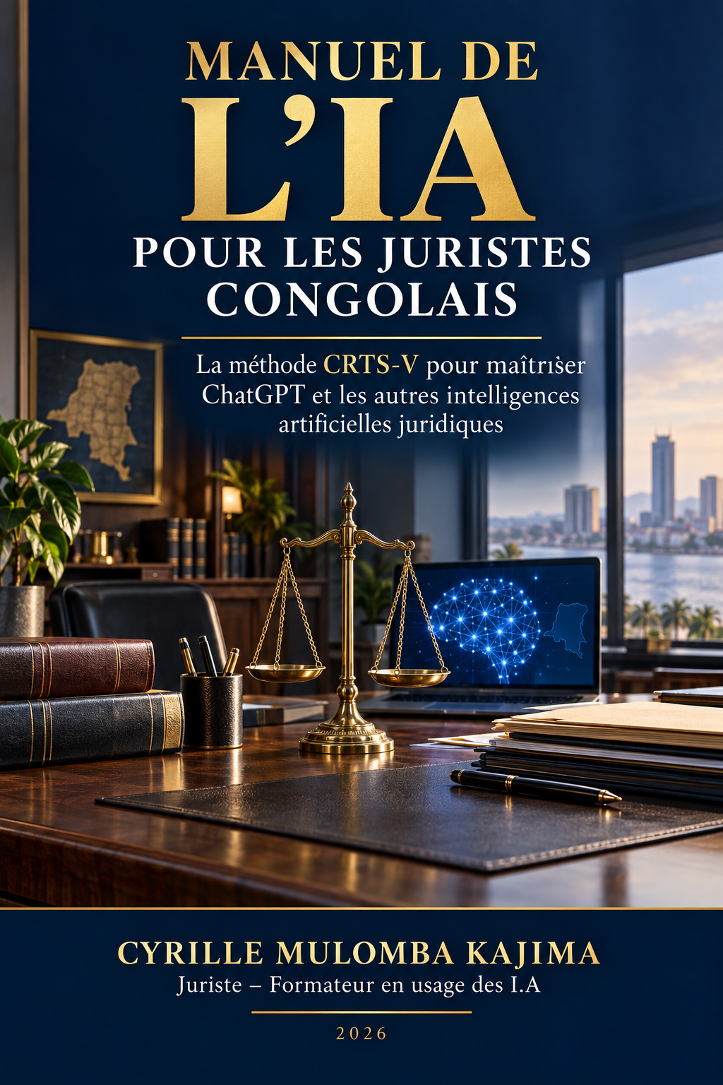 Couverture du Manuel de l’IA pour les juristes congolais par Cyrille Mulomba Kajima